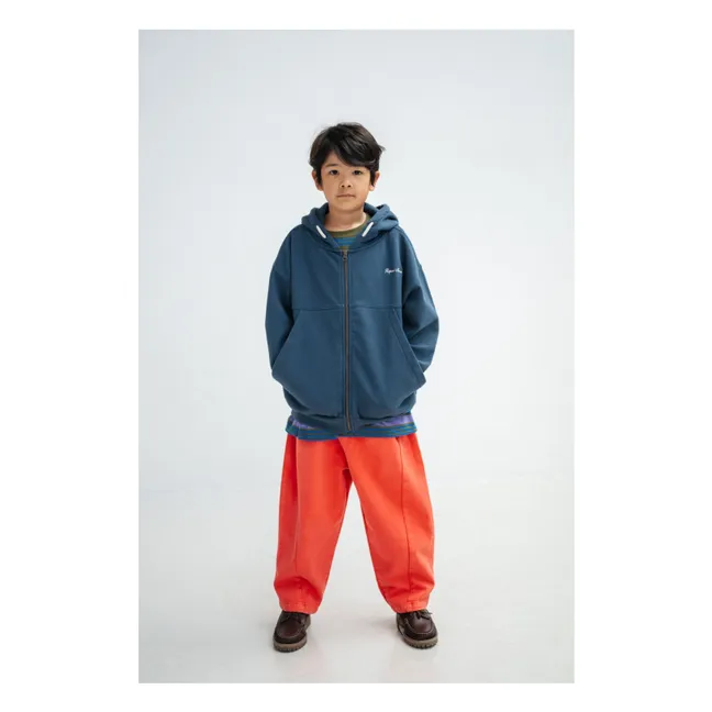 Sweat Zippé Logo Coton Bio | Bleu foncé