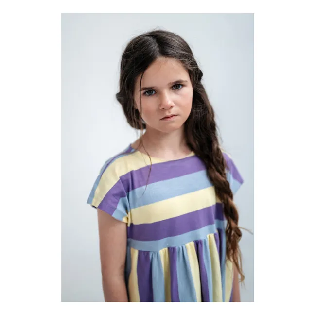 Striped Organic Cotton Dress | Purple