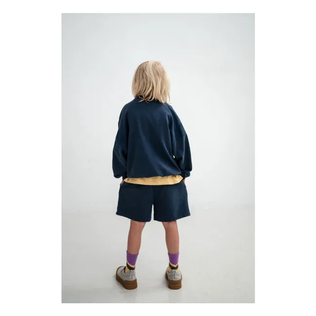 Pantalón corto con cordón de algodón orgánico | Azul Noche