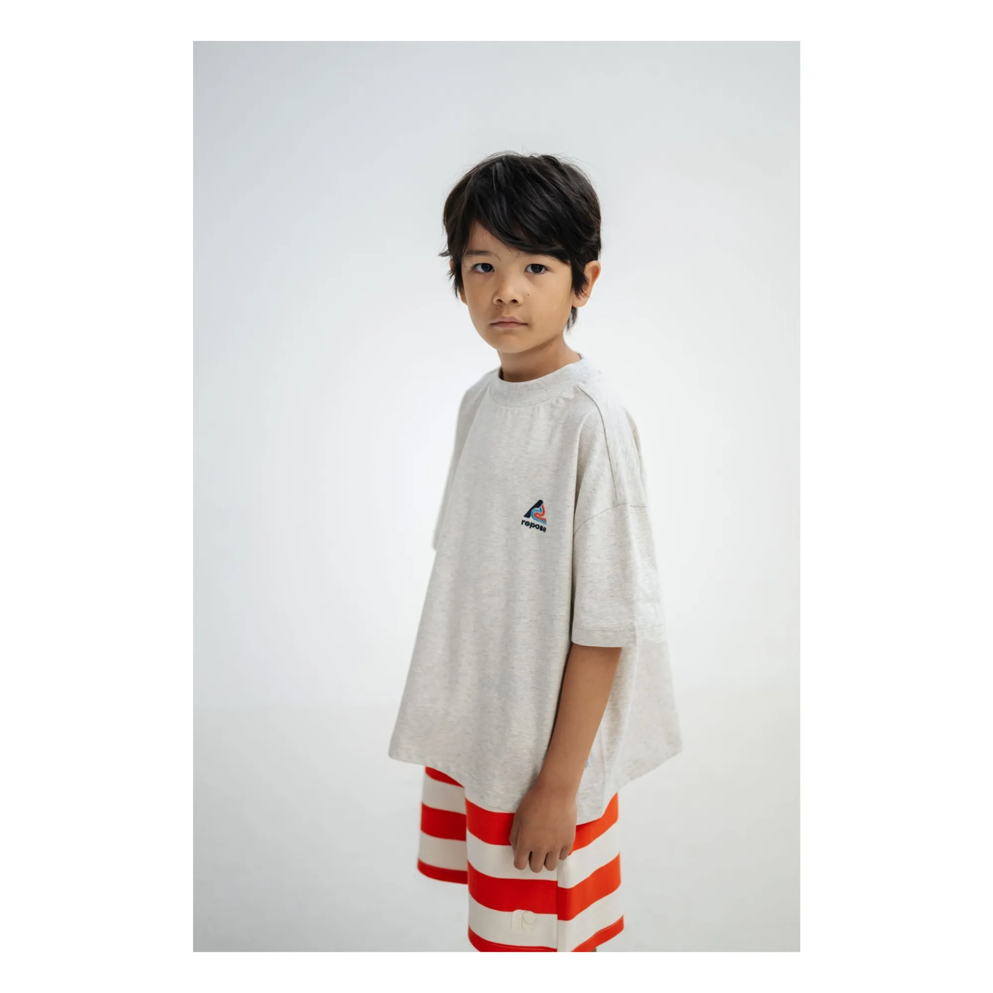 Short Jogger Cordon Rayé Coton Bio | Rouge- Image produit n°7