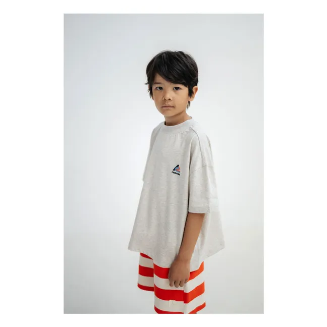 Pantalón corto con cordón de rayas de algodón orgánico | Rojo