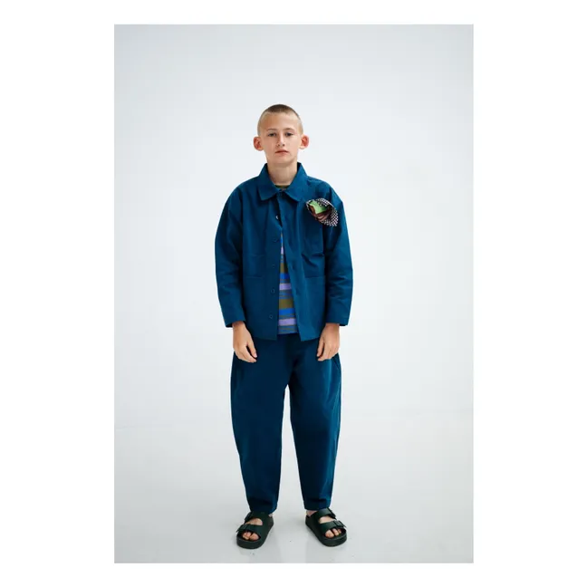 Organic Cotton Wide Leg Adjustable Pants | Blue