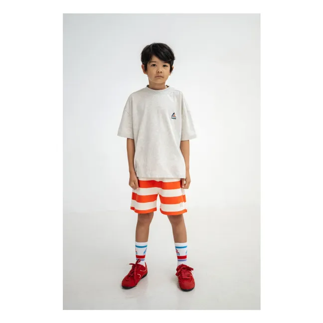 Pantalón corto con cordón de rayas de algodón orgánico | Rojo