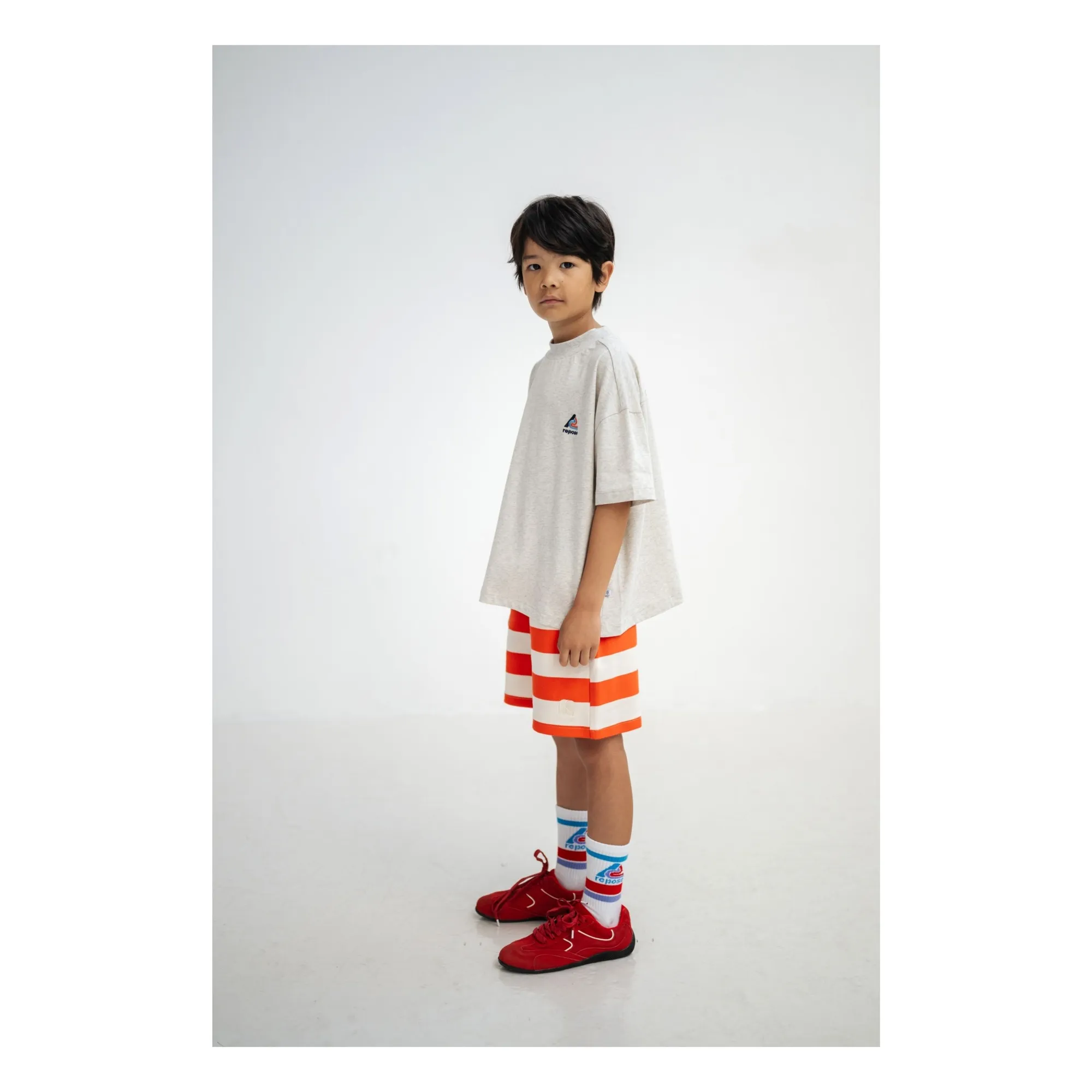 Short Jogger Cordon Rayé Coton Bio | Rouge- Image produit n°6