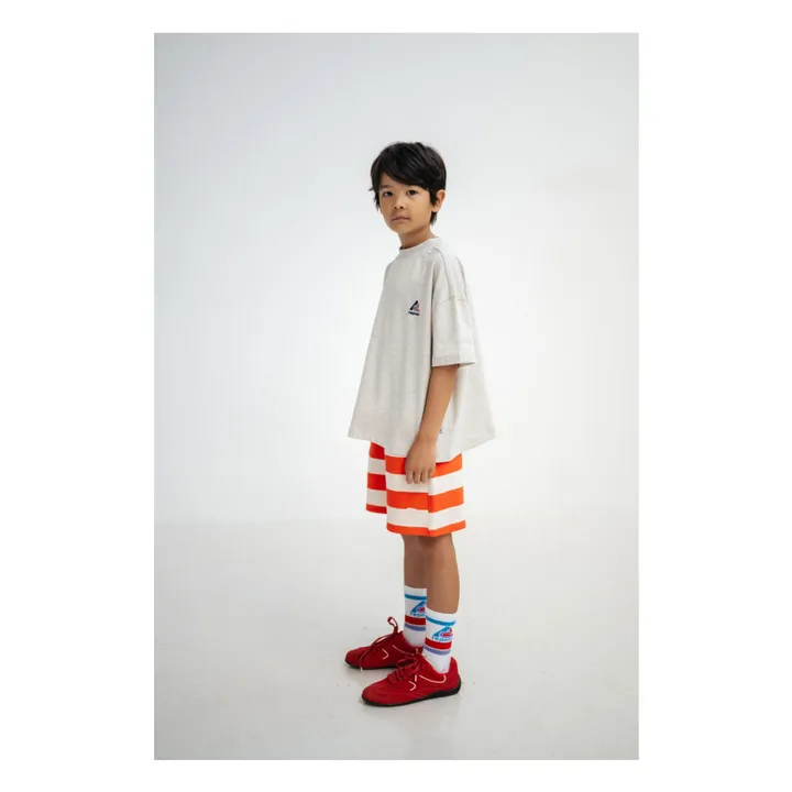 Pantalón corto con cordón de rayas de algodón orgánico | Rojo- Imagen del producto n°6