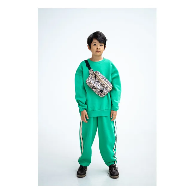 Jogger Large Bandes Coton Bio | Vert