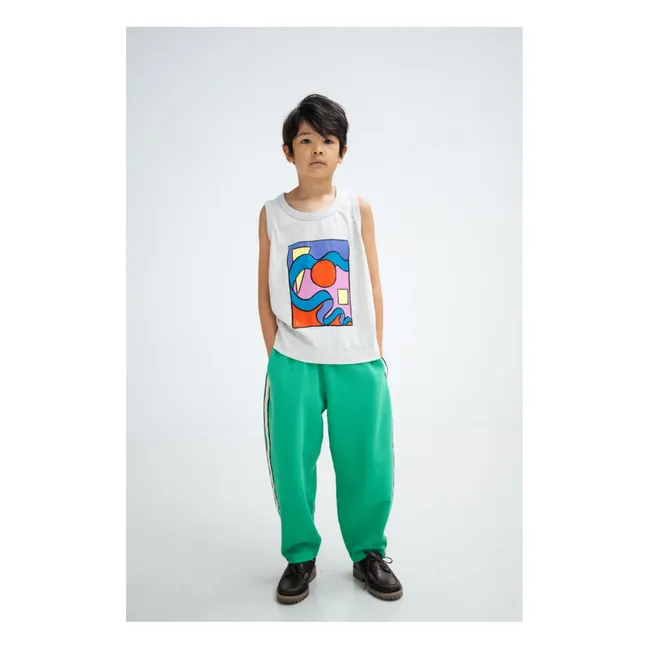Jogger Large Bandes Coton Bio | Vert