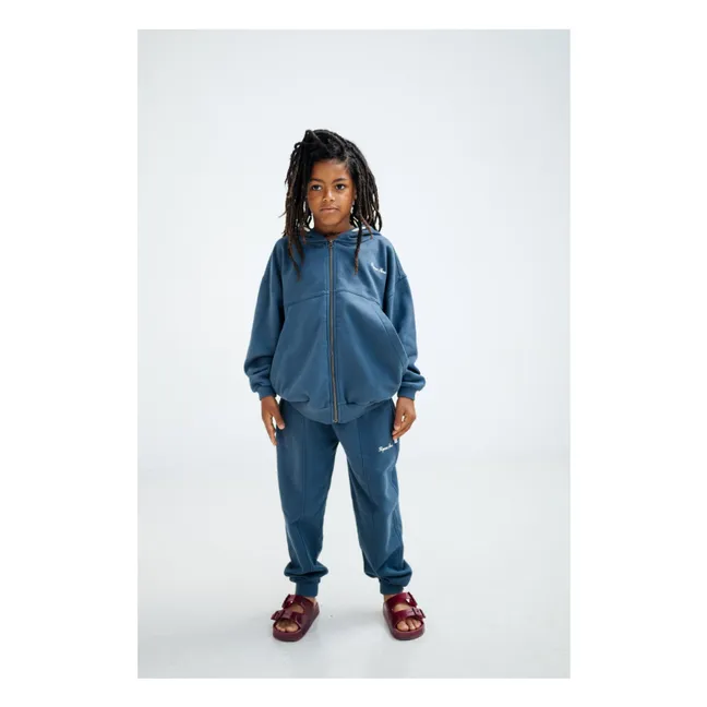 Sweat Zippé Logo Coton Bio | Bleu foncé