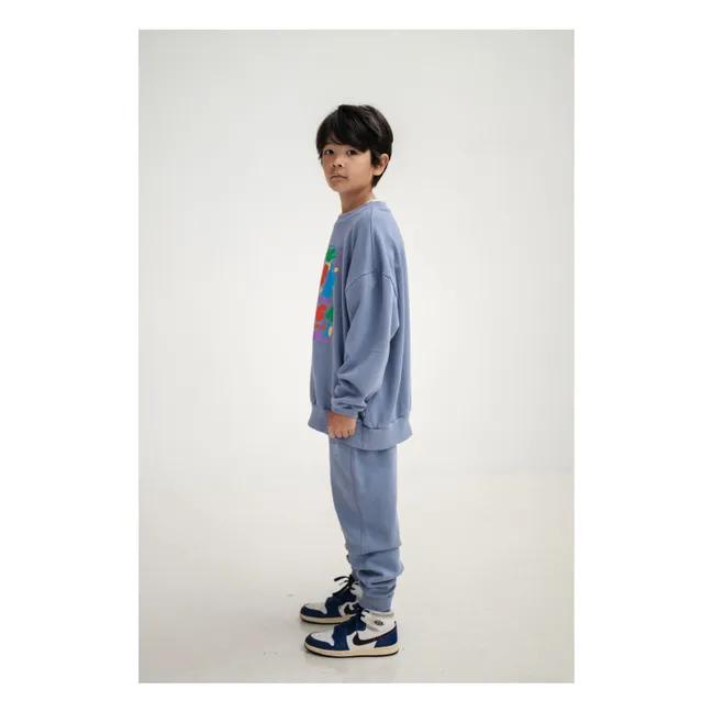 Oversized Sweat Cozydrop Logo Graphic Organic Cotton | Grey blue