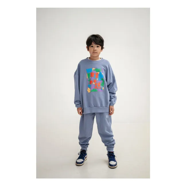 Oversized Sweat Cozydrop Logo Graphic Organic Cotton | Grey blue