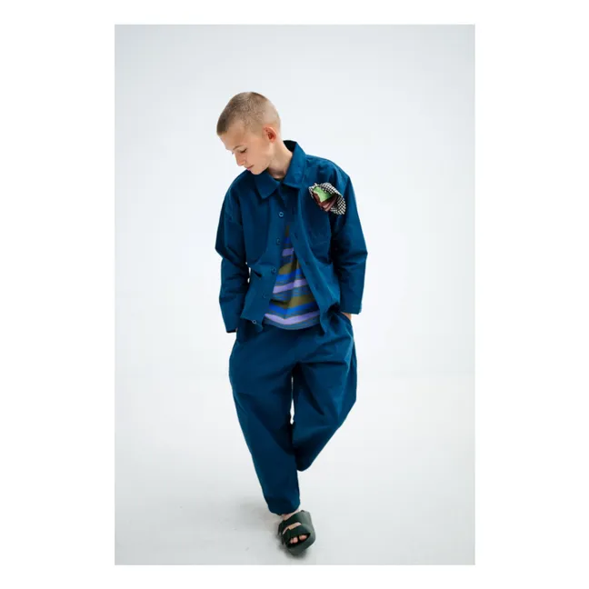 Pantalones de pata ancha de algodón ecológico | Azul