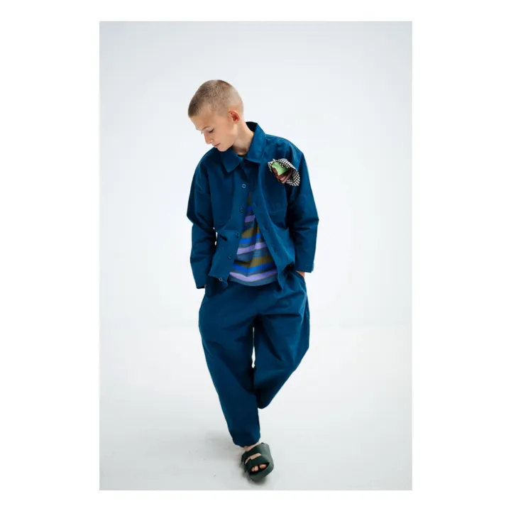 Pantalones de pata ancha de algodón ecológico | Azul- Imagen del producto n°6