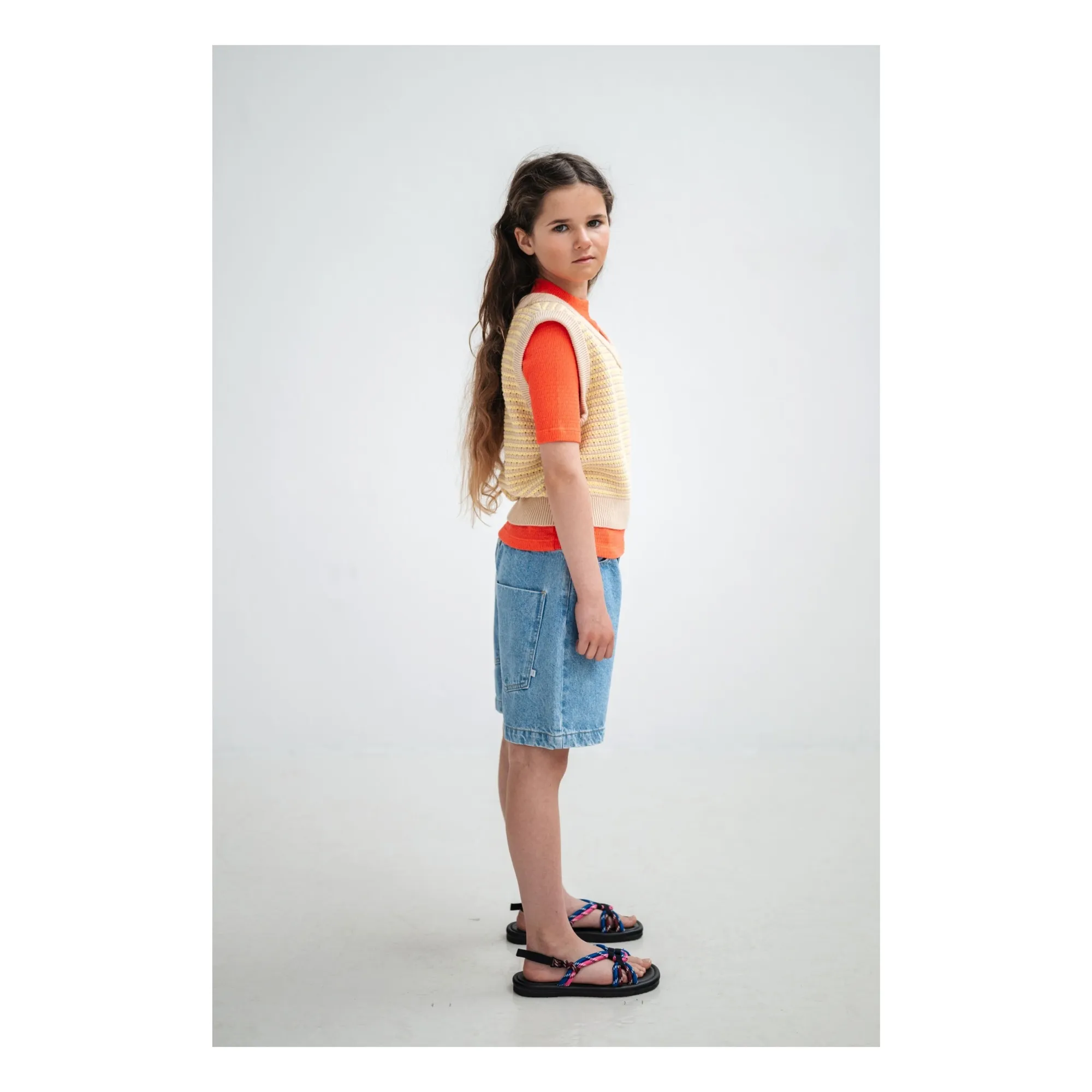 Pull Maille Sans Manches Rayé | Jaune pâle- Image produit n°5