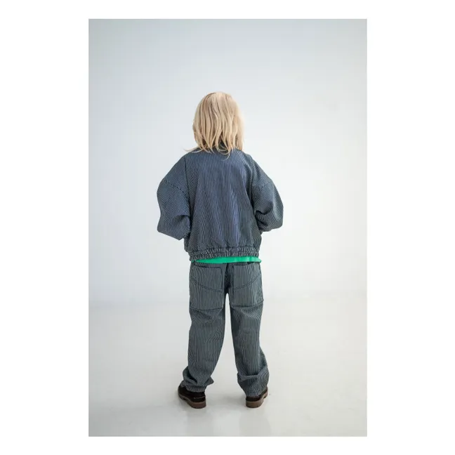 Pantalon Taille Elastiquée Rayé Coton Bio | Bleu