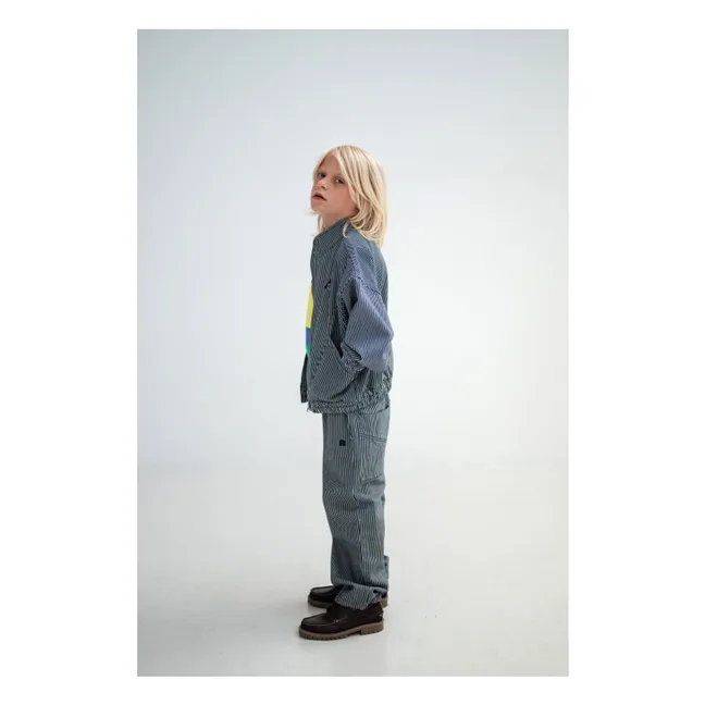 Pantalon Taille Elastiquée Rayé Coton Bio | Bleu