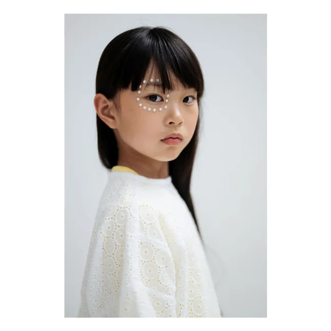 Back buttoned blouse Embroidery Anglaise Organic cotton | White