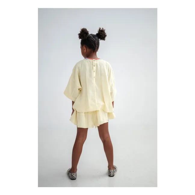 Blusa con botones de algodón orgánico | Amarillo palo