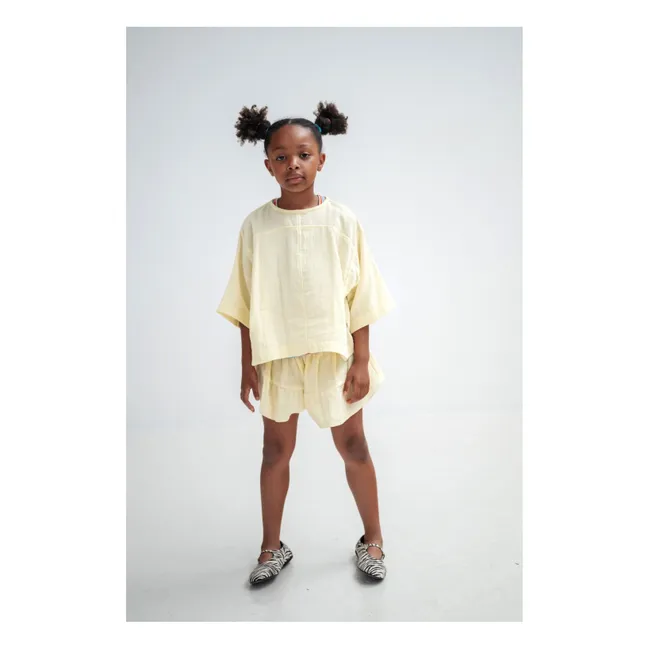 Blusa con botones de algodón orgánico | Amarillo palo