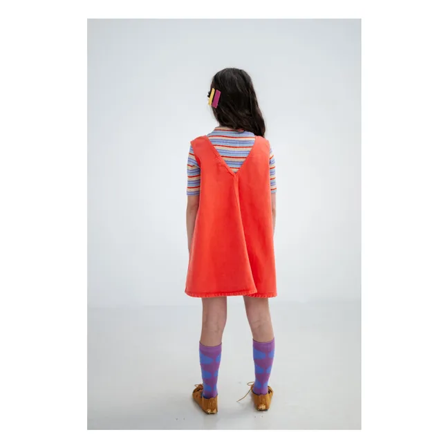 Organic Cotton Denim Pinafore Dress | Red