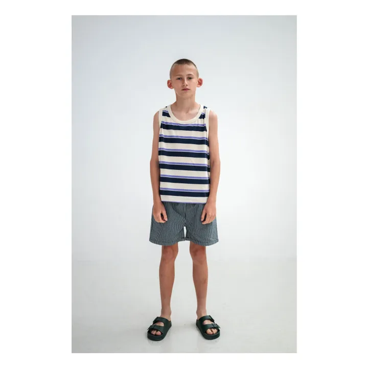 Camiseta de tirantes a rayas Algodón orgánico | Crema- Imagen del producto n°1