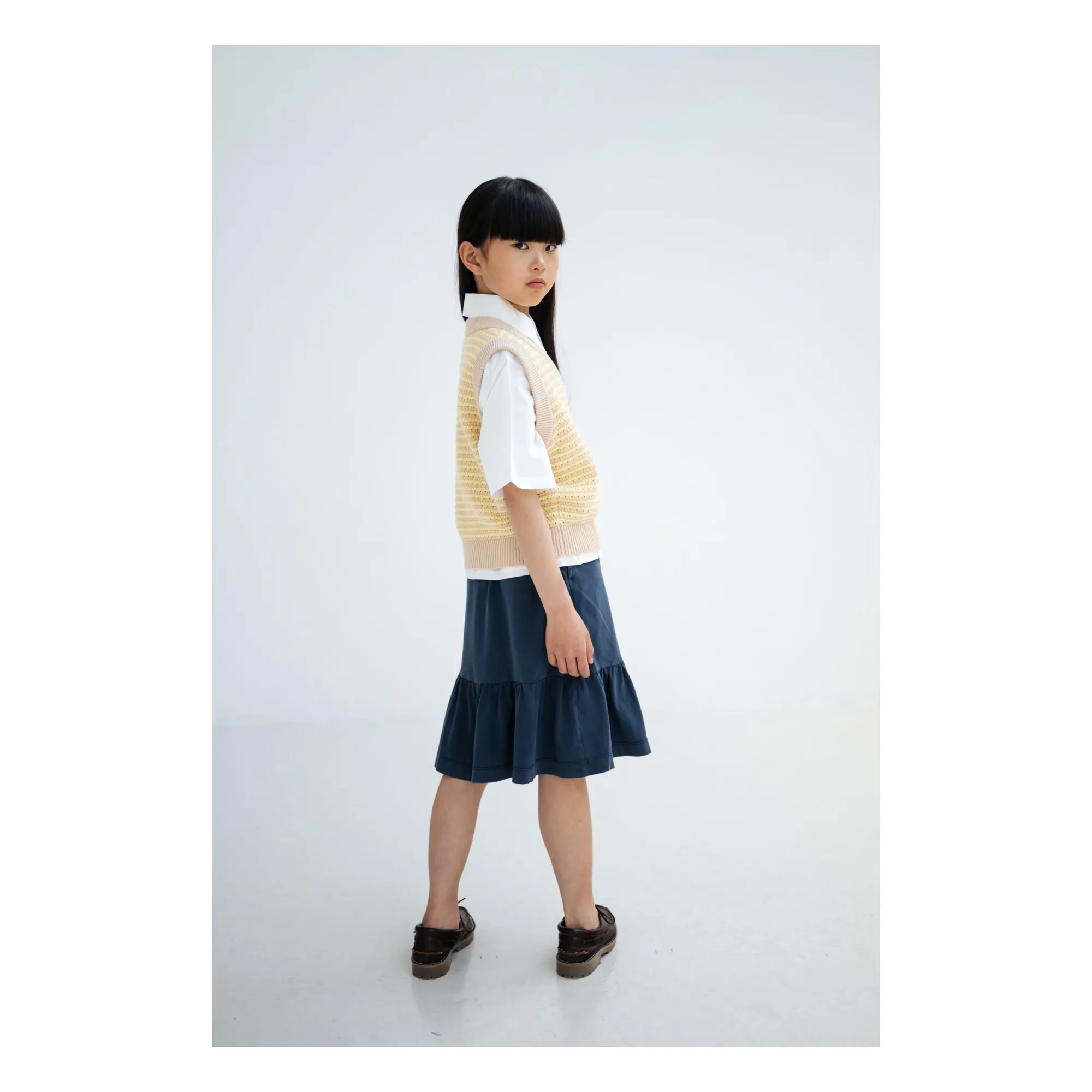 Pull Maille Sans Manches Rayé | Jaune pâle- Image produit n°3
