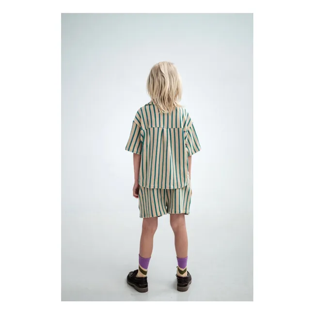 Striped Organic Cotton Terry Shorts | Pale yellow