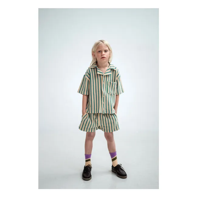 Striped Organic Cotton Terry Shorts | Pale yellow