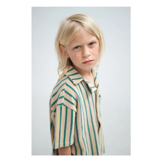 Striped Organic Cotton Terry Shorts | Pale yellow