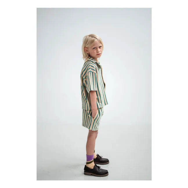 Striped Organic Cotton Terry Shorts | Pale yellow
