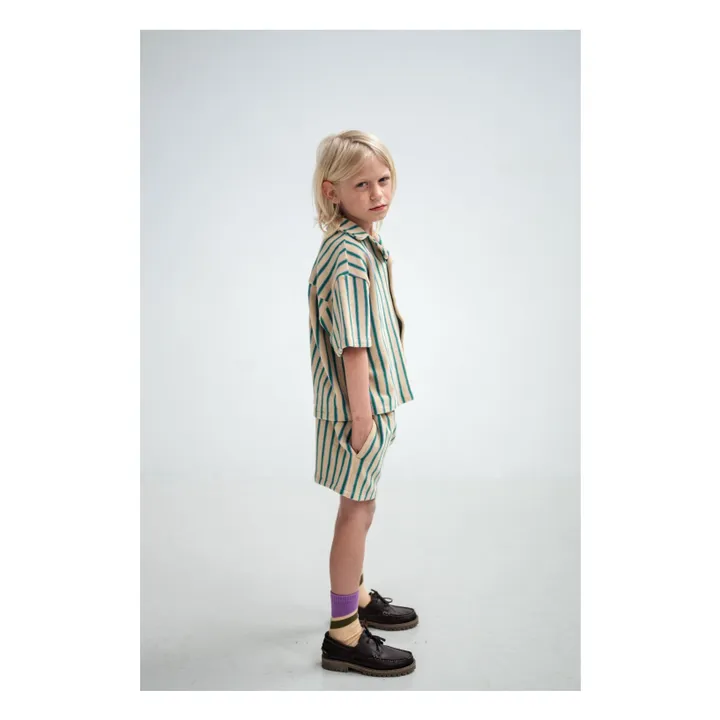 Pantalones cortos de rizo de algodón orgánico a rayas | Amarillo palo- Imagen del producto n°3