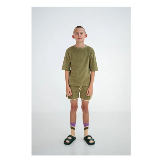 Organic cotton terry T-shirt | Khaki