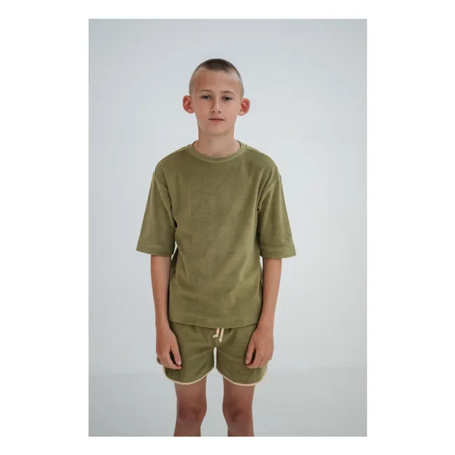 Organic cotton terry T-shirt | Khaki