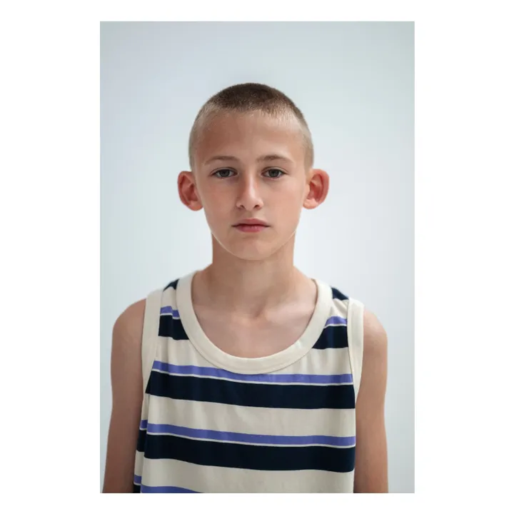 Camiseta de tirantes a rayas Algodón orgánico | Crema- Imagen del producto n°2