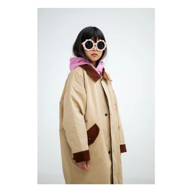 Manteau Twill Col Velours | Marron clair 