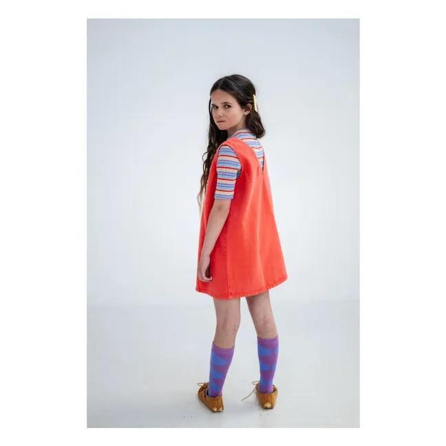 Organic Cotton Denim Pinafore Dress | Red