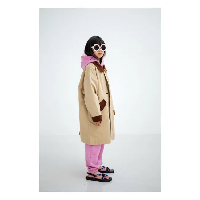 Twill Coat Velvet Collar | Light brown