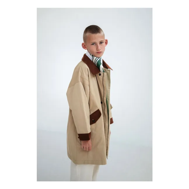 Manteau Twill Col Velours | Marron clair 