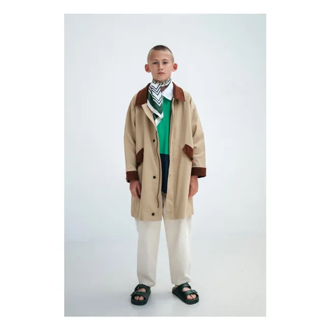 Manteau Twill Col Velours | Marron clair 