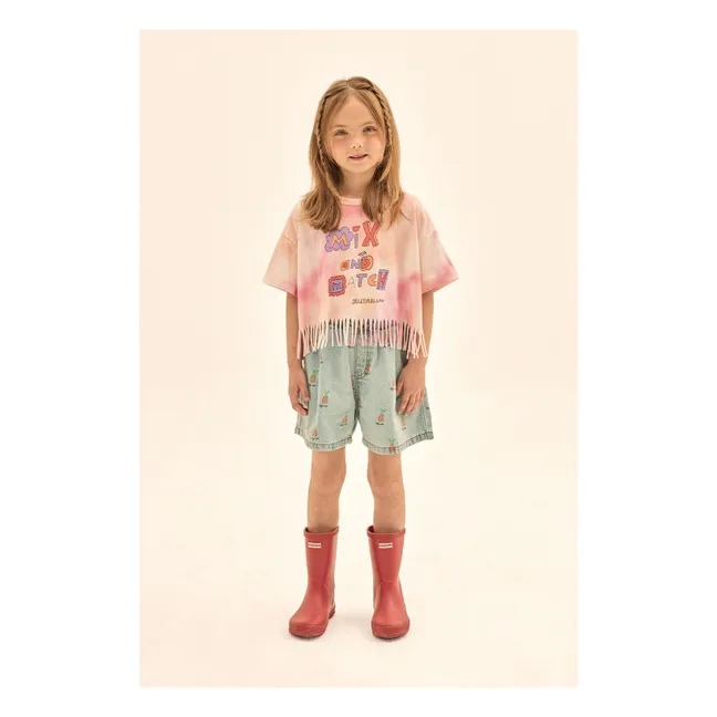 T-shirt Franges Tie and Dye | Rose