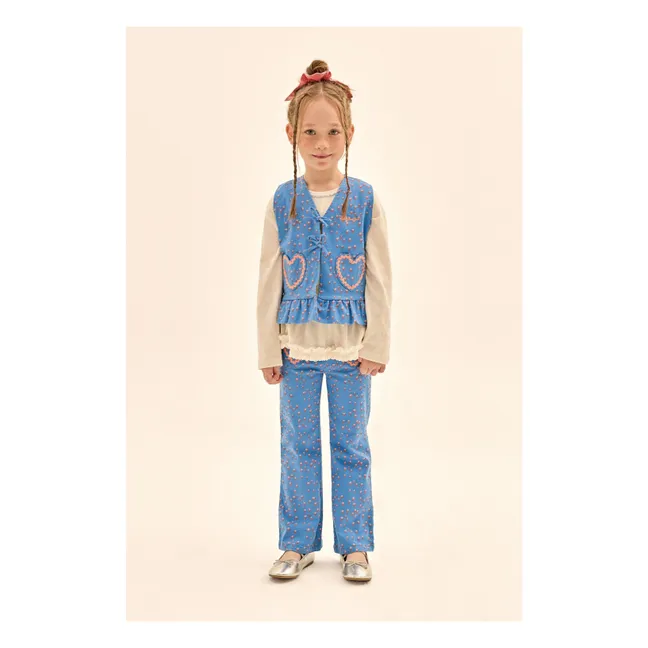 Pantalon Flare Cœurs | Bleu