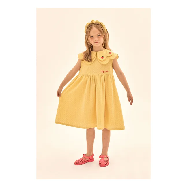 Frill-neck dress | Yellow