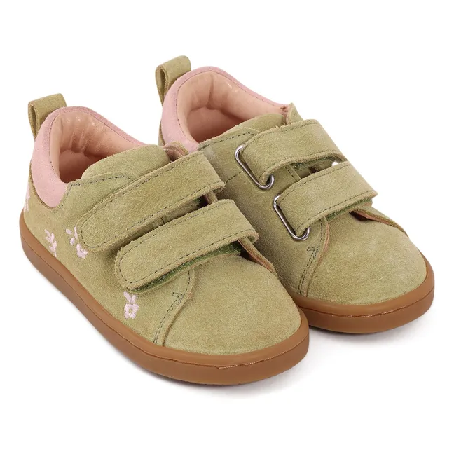 Sneakers Mahaut Floral Suede Scratch | Verde Almendra