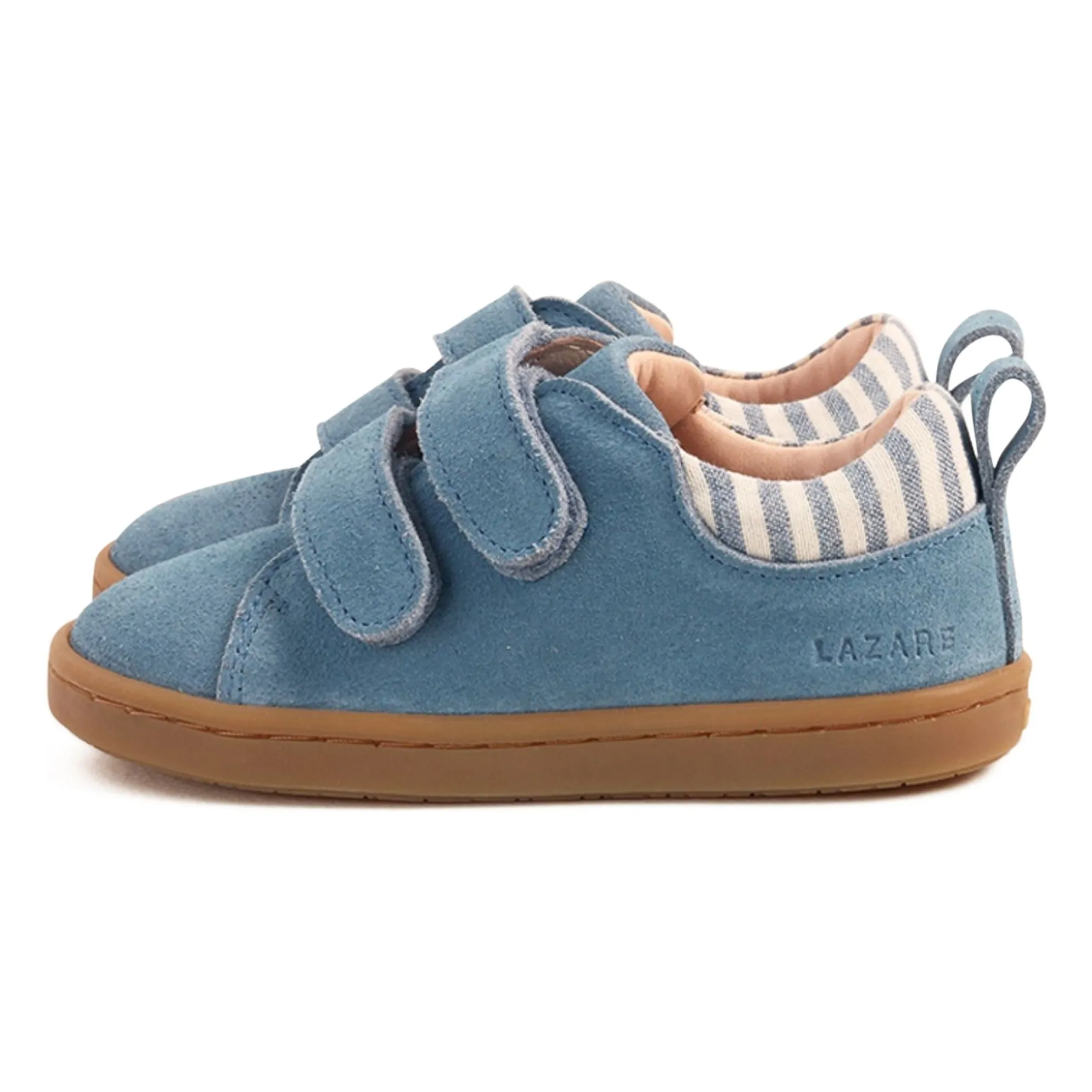 Lazare Denim Blue Mahaut Striped Suede Scratch Sneakers
