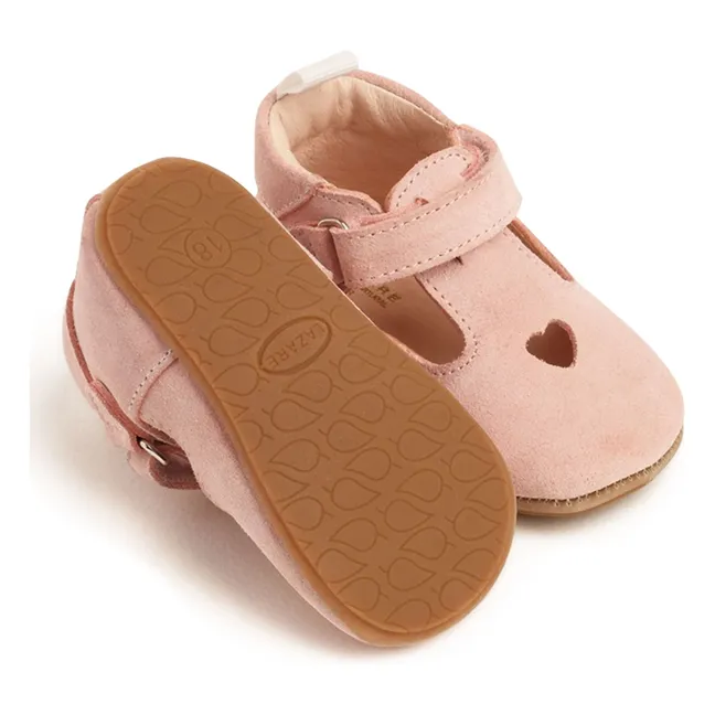 Chaussons Scratchs Solveig Cœur Suede | Rose poudré