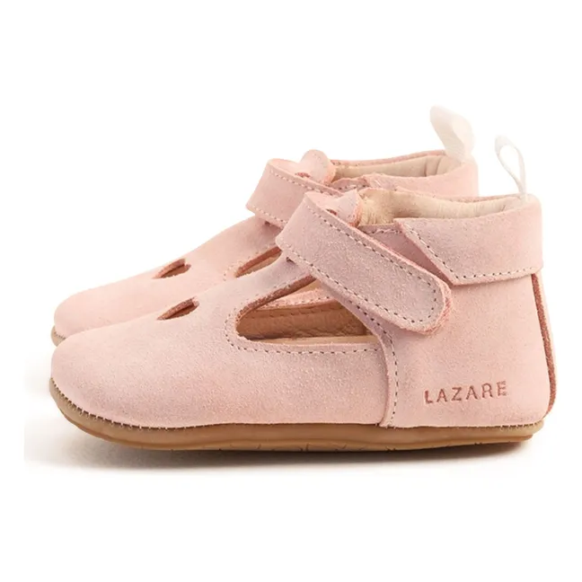 Chaussons Scratchs Solveig Cœur Suede | Rose poudré