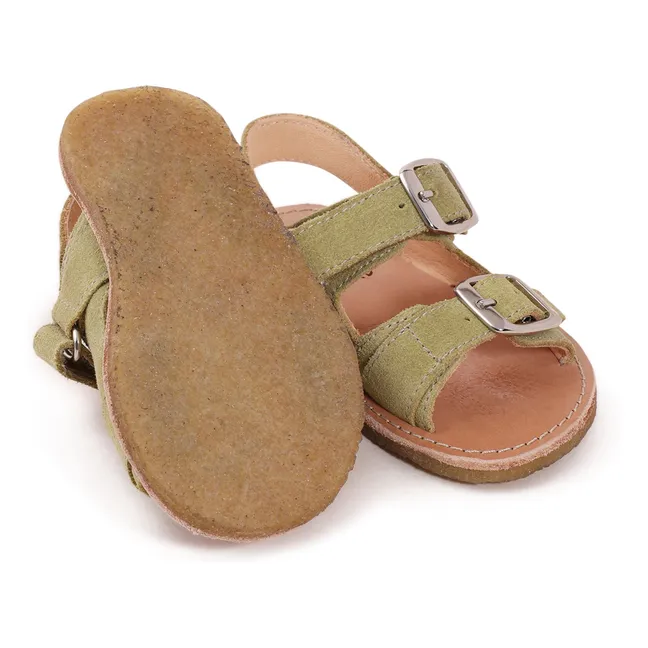 Sandales Gisèle Suede | Vert amande