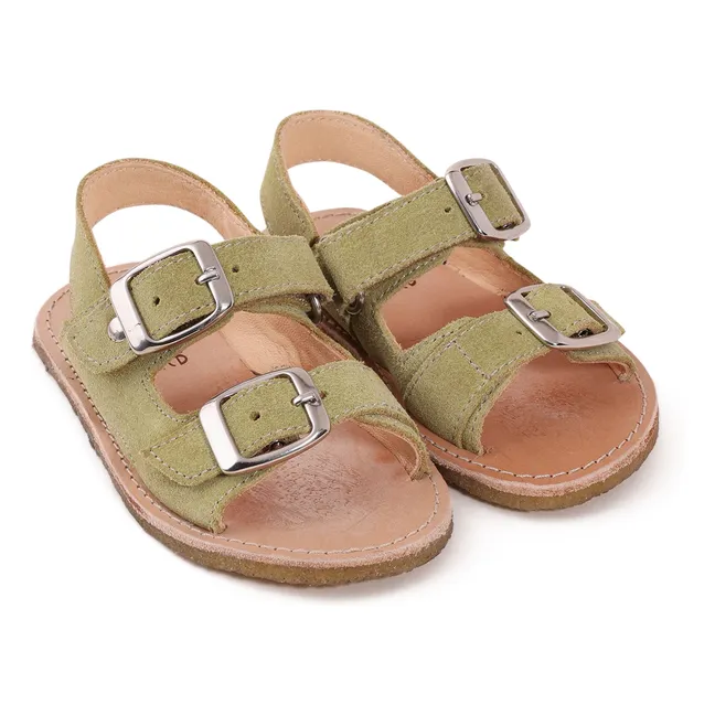 Sandales Gisèle Suede | Vert amande
