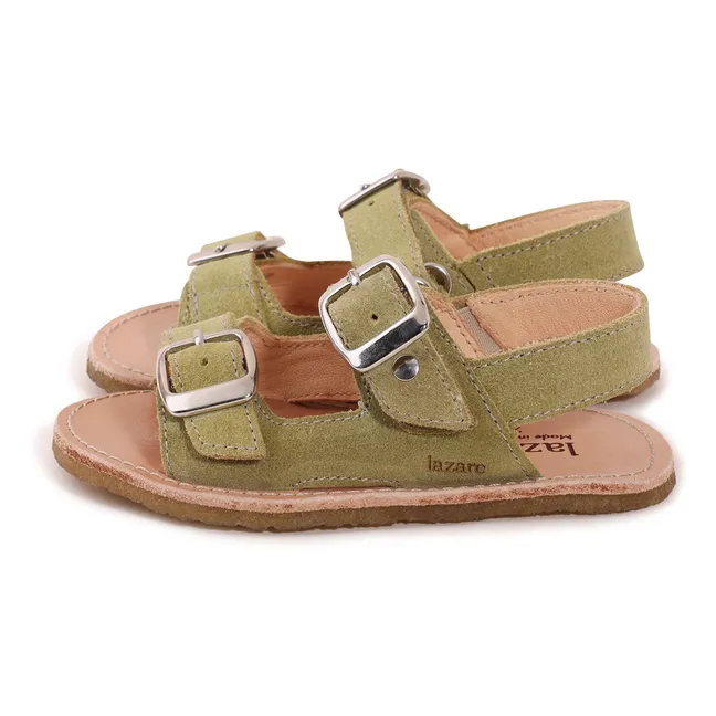 Sandales Gisèle Suede | Vert amande