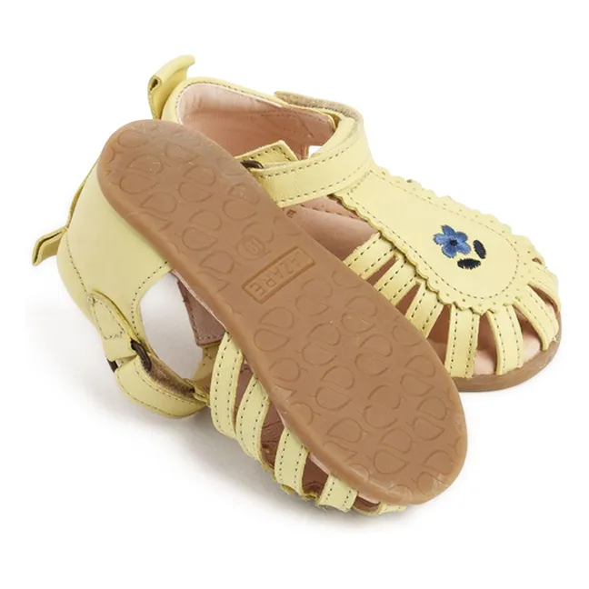 Colette Flower Embroidered Sandals | Pale yellow