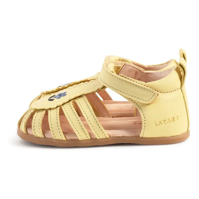 Colette Flower Embroidered Sandals | Pale yellow